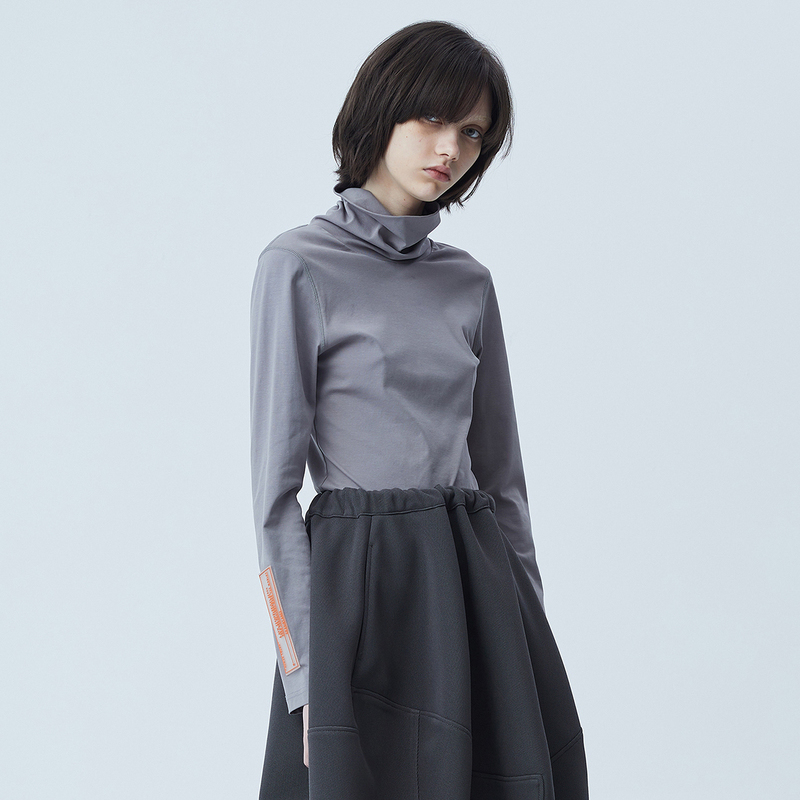 JNBY/江南布衣20夏新品T恤罗纹高领长袖上衣女5J8600900